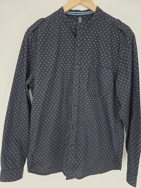 John Miller Hangout Slim Fit‎ Shirt Mens M 42cm Black Blue Print 100% Cotton